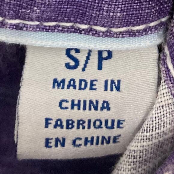 NWOT TOMMY BAHAMA Shirt Top Women S Linen Royal-Purple Curve-Hem Sleeveless Butn - Picture 4 of 9